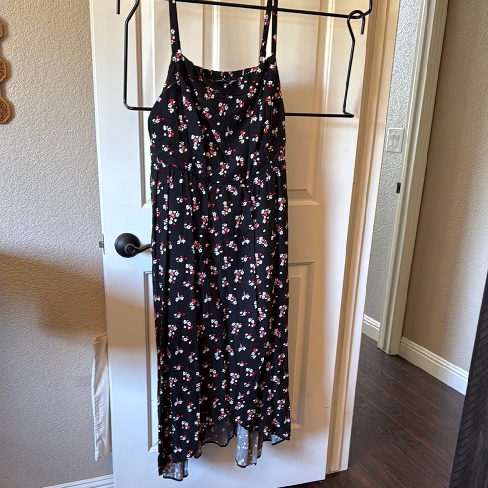 Torrid Black Dress with Red and White Floral Design